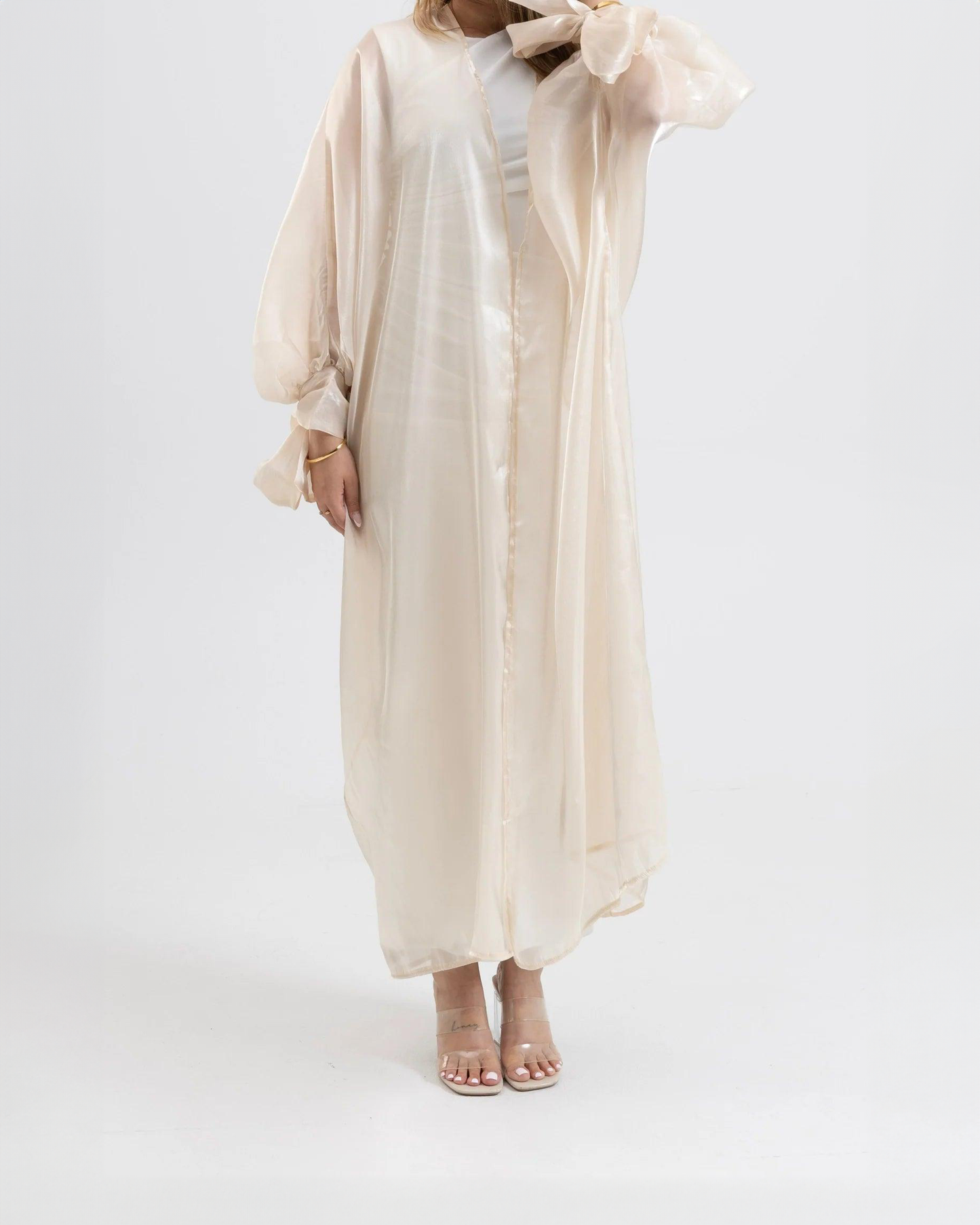 City Lights - Organza Tie Sleeve Abaya