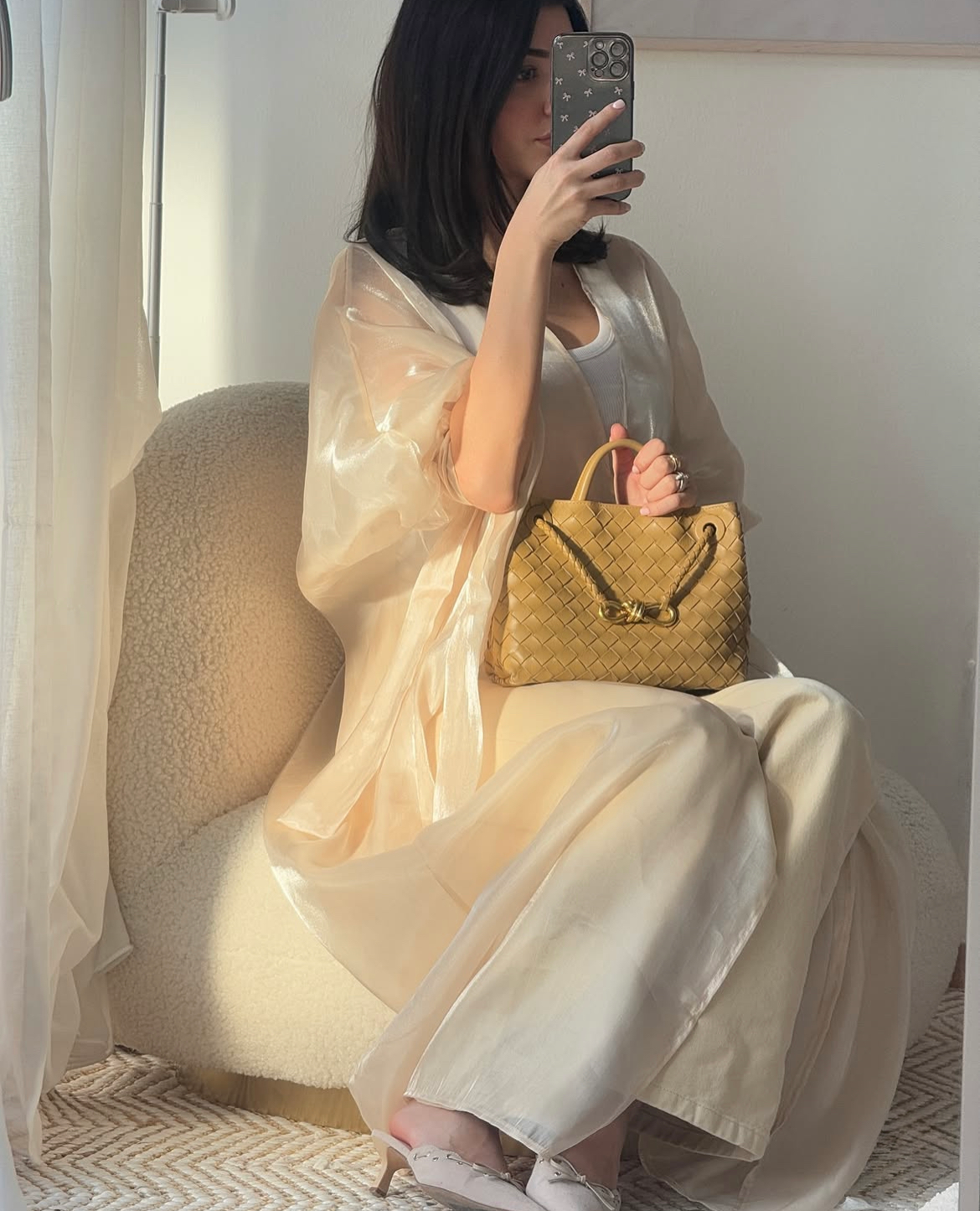 City Lights - Organza Tie Sleeve Abaya