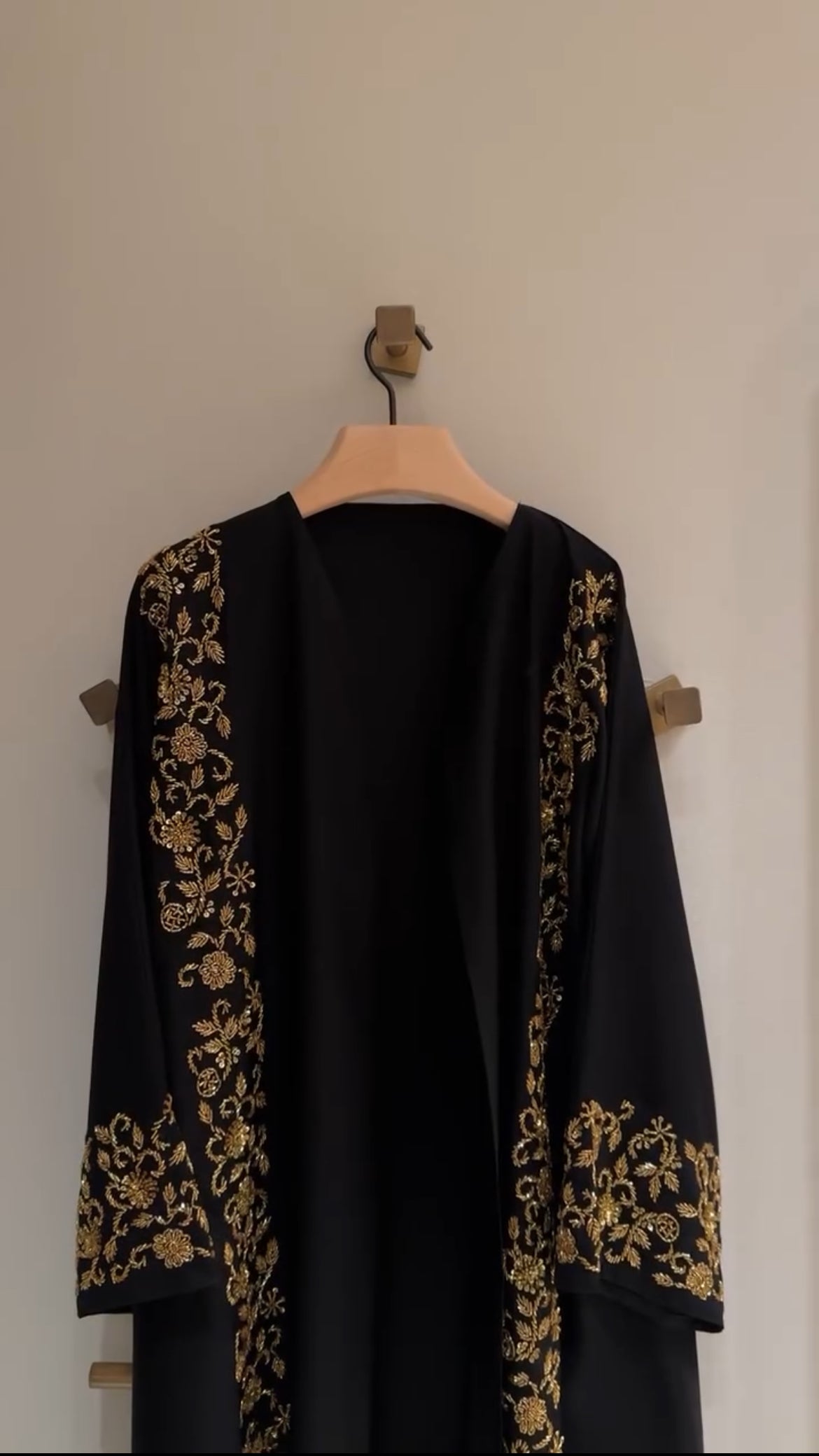 Ar-Rimal Gold Brocade Handwork Abaya - 3 Piece Set