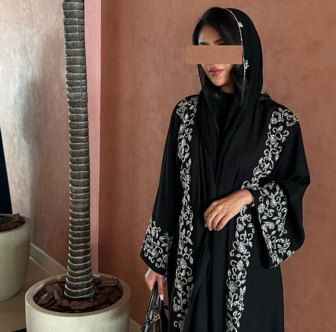 Ar-Rimal Gold Brocade Handwork Abaya - 3 Piece Set
