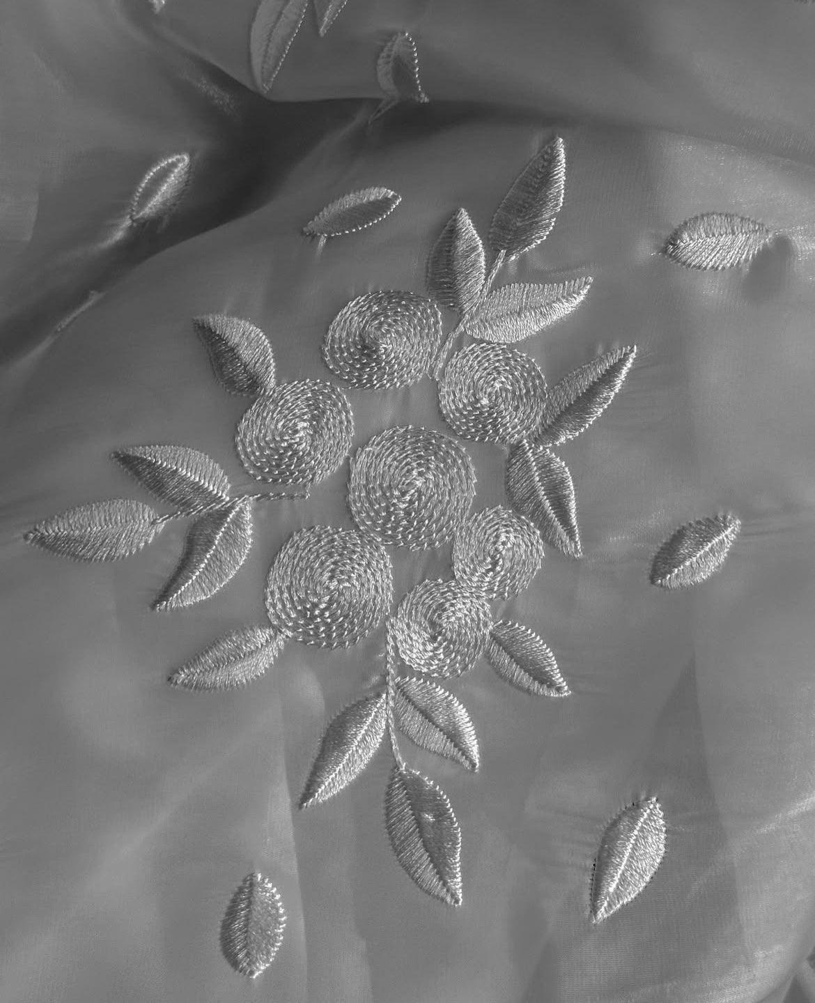 Frosted Petals - Petal Detail Sheer Organza Abaya