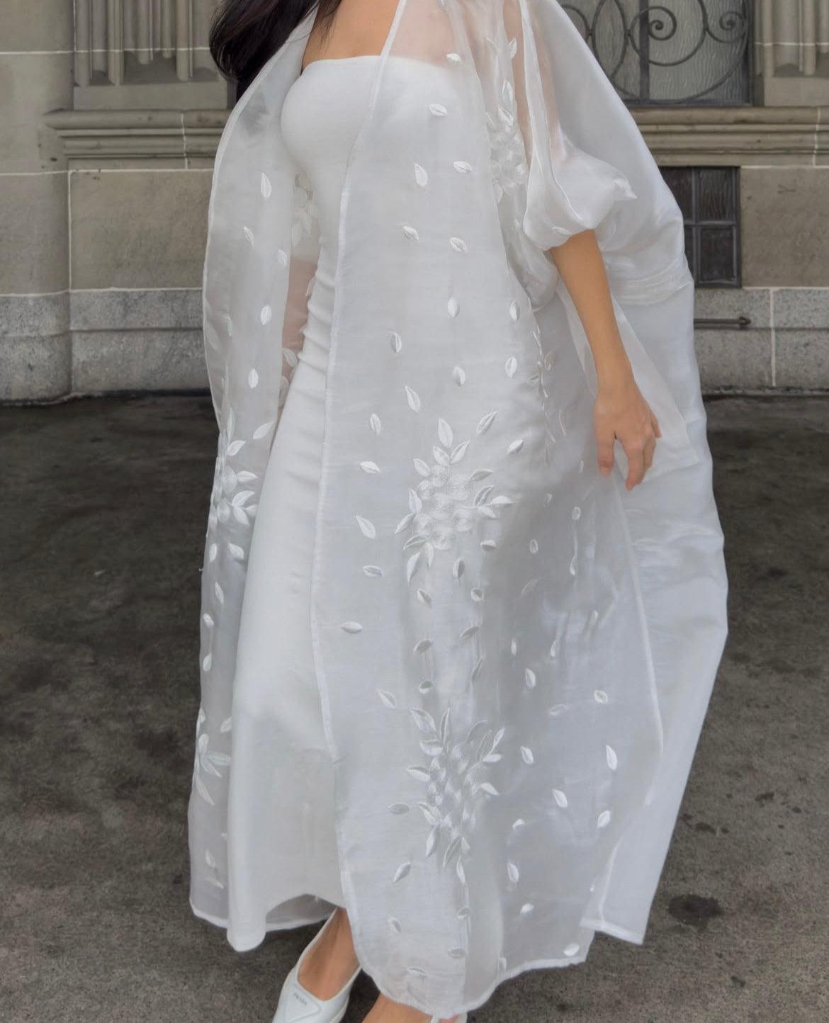 Frosted Petals - Petal Detail Sheer Organza Abaya