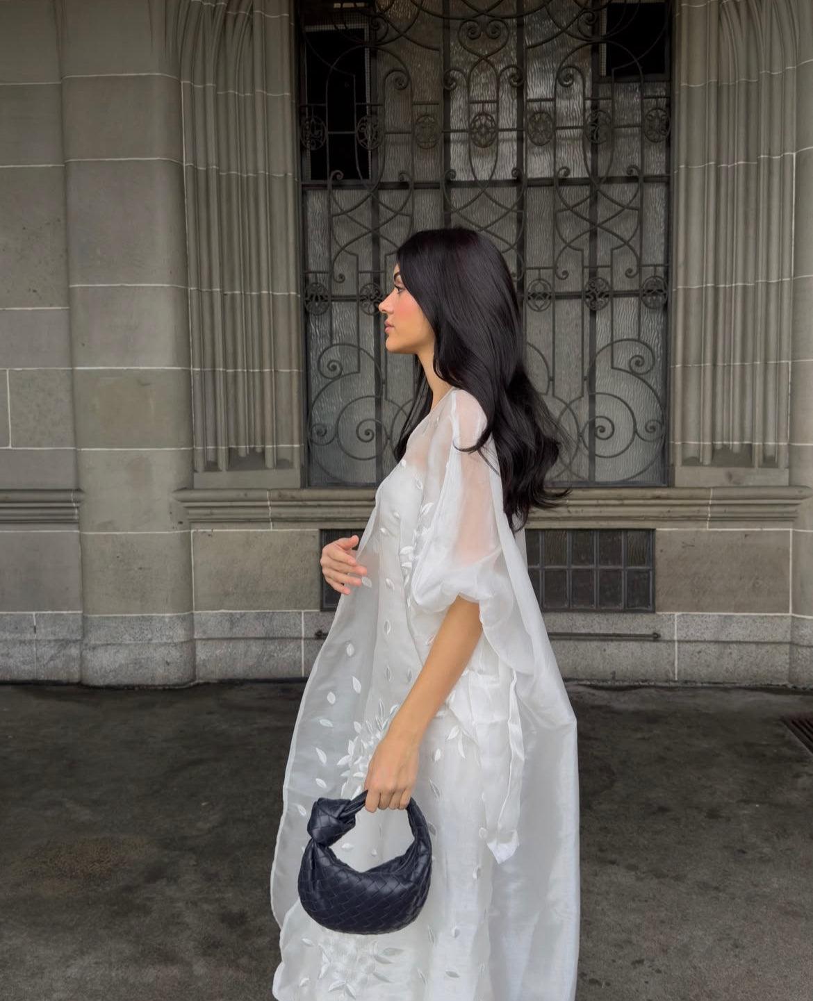 Frosted Petals - Petal Detail Sheer Organza Abaya