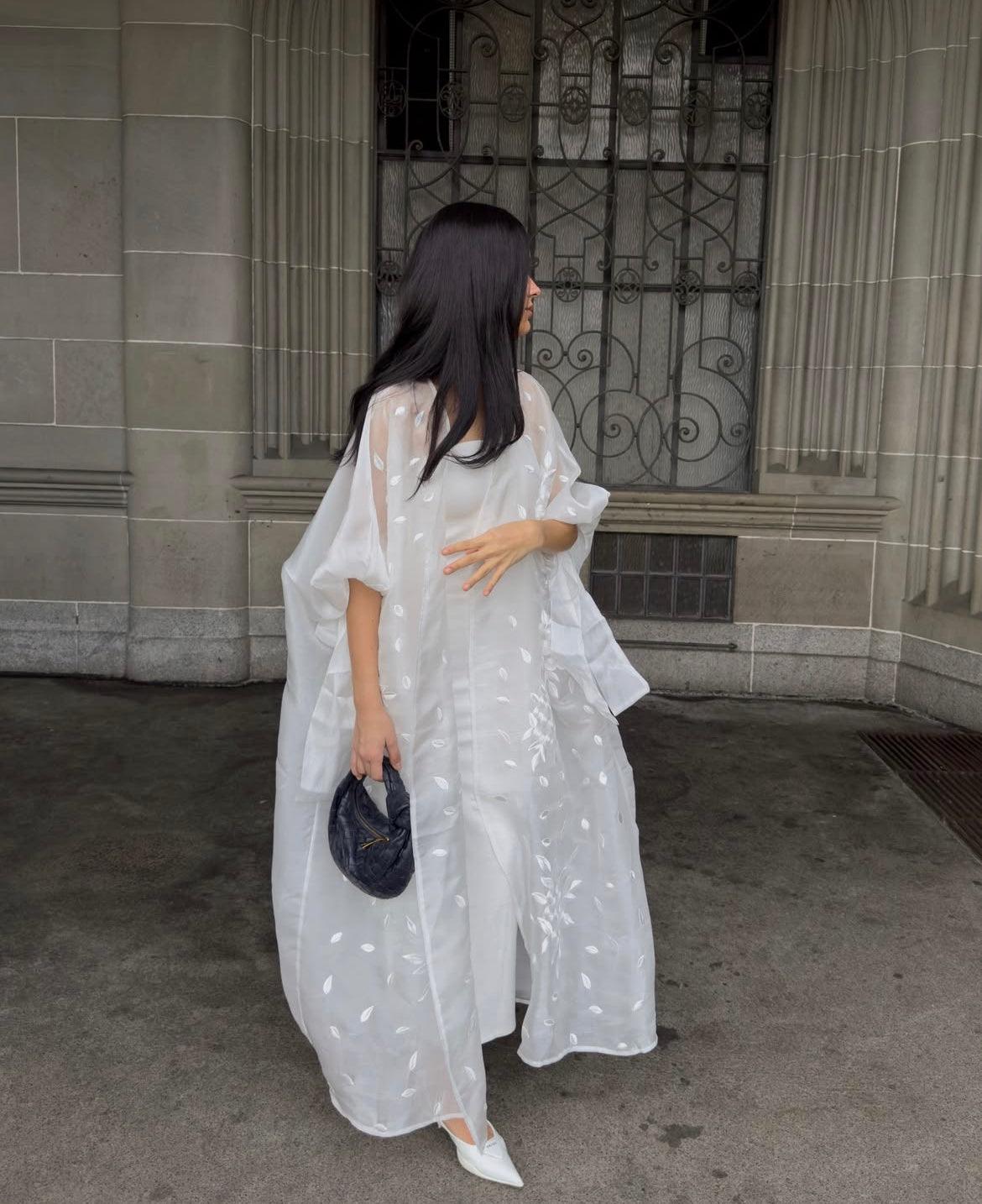 Frosted Petals - Petal Detail Sheer Organza Abaya