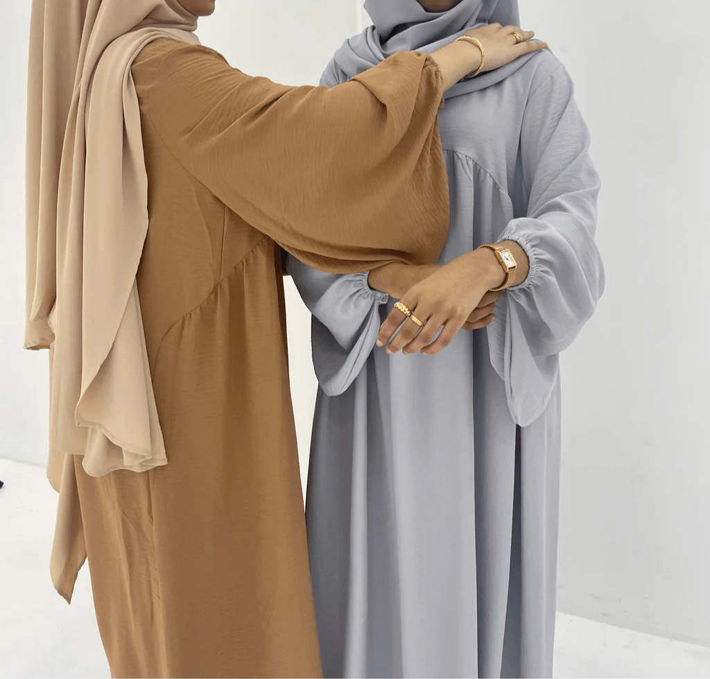 Flowy Crepe Puff Sleeve Abaya