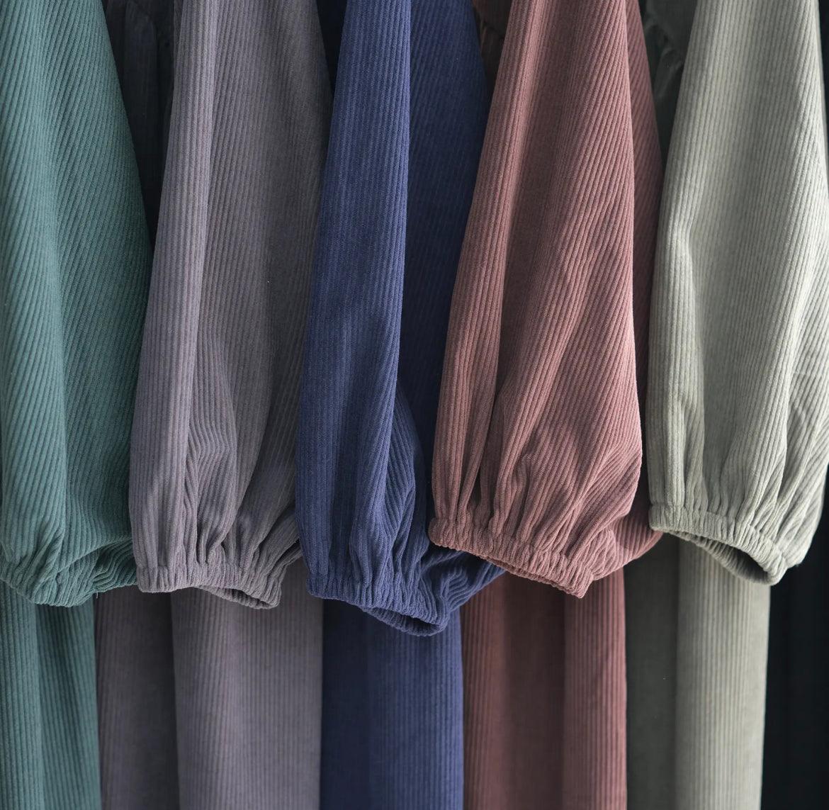 Cozy Szn - Corduroy Balloon Sleeve Abaya