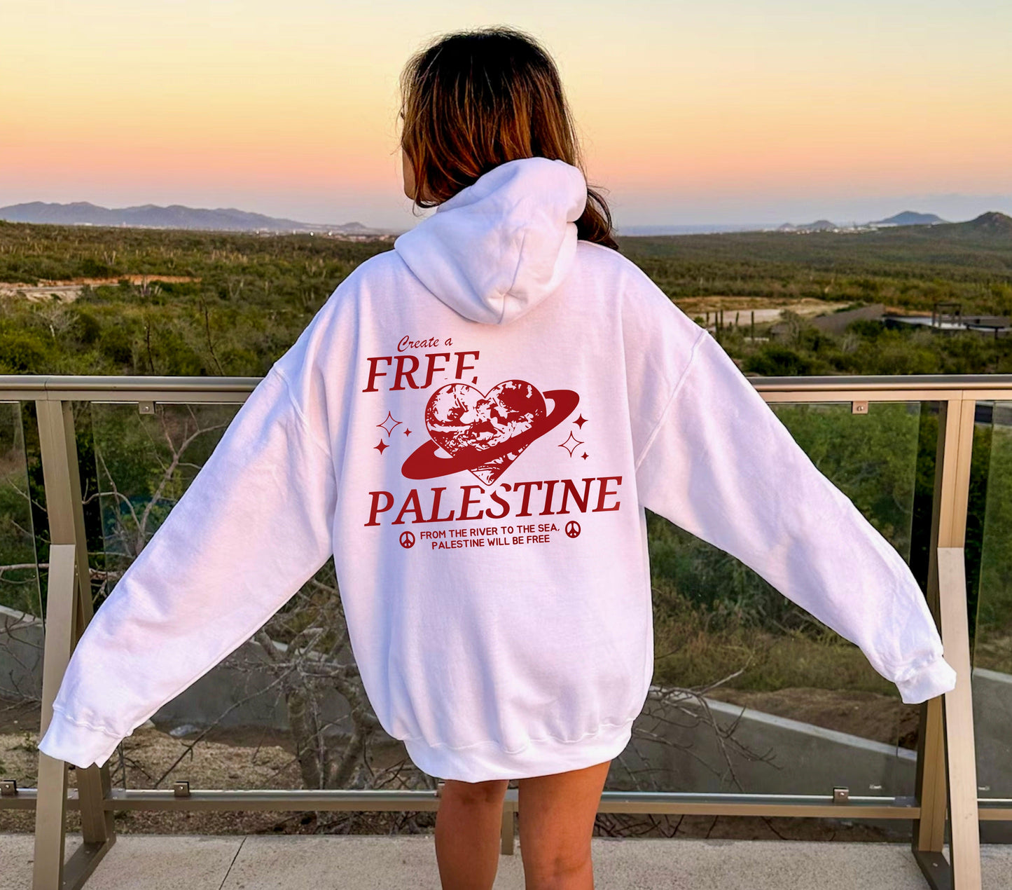 "Create a Free Palestine" Hoodie - Red Graphic