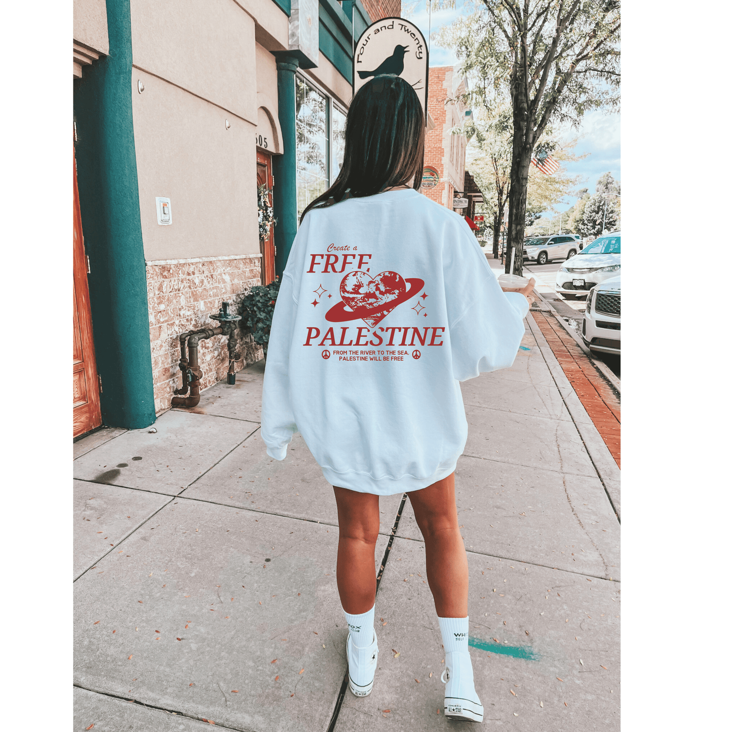 "Create a Free Palestine" Sweater - Red Graphic