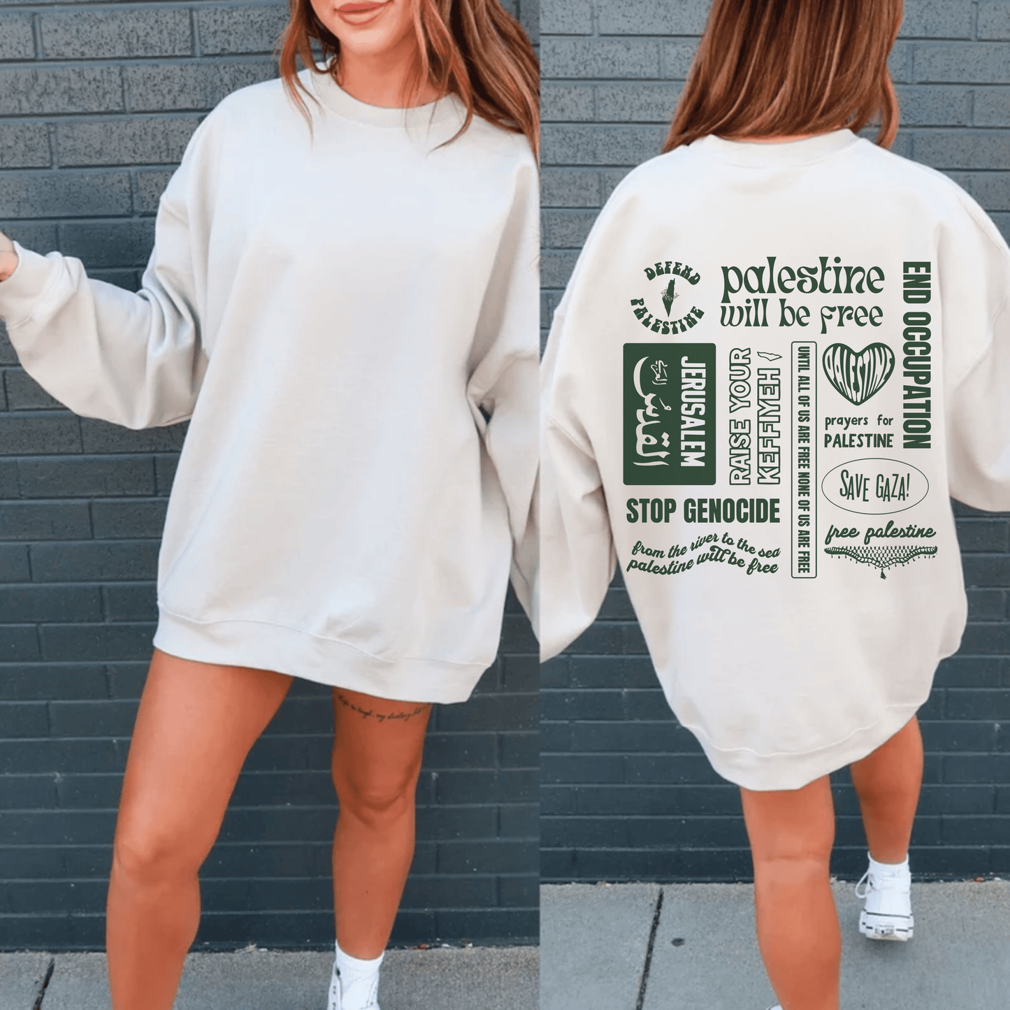 "End Occupation" Sweater - Green Graphic