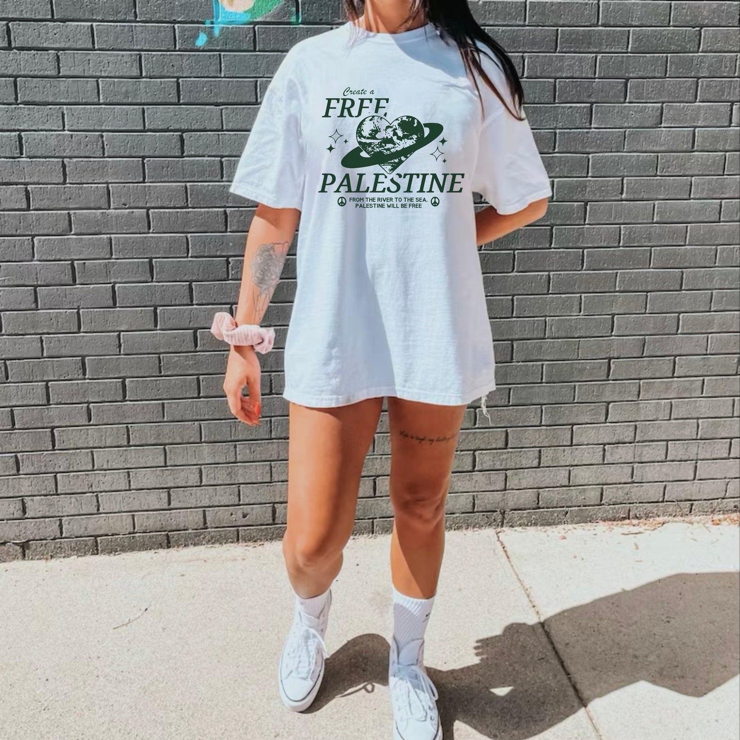 "Create a Free Palestine" Shirt - Green Graphic