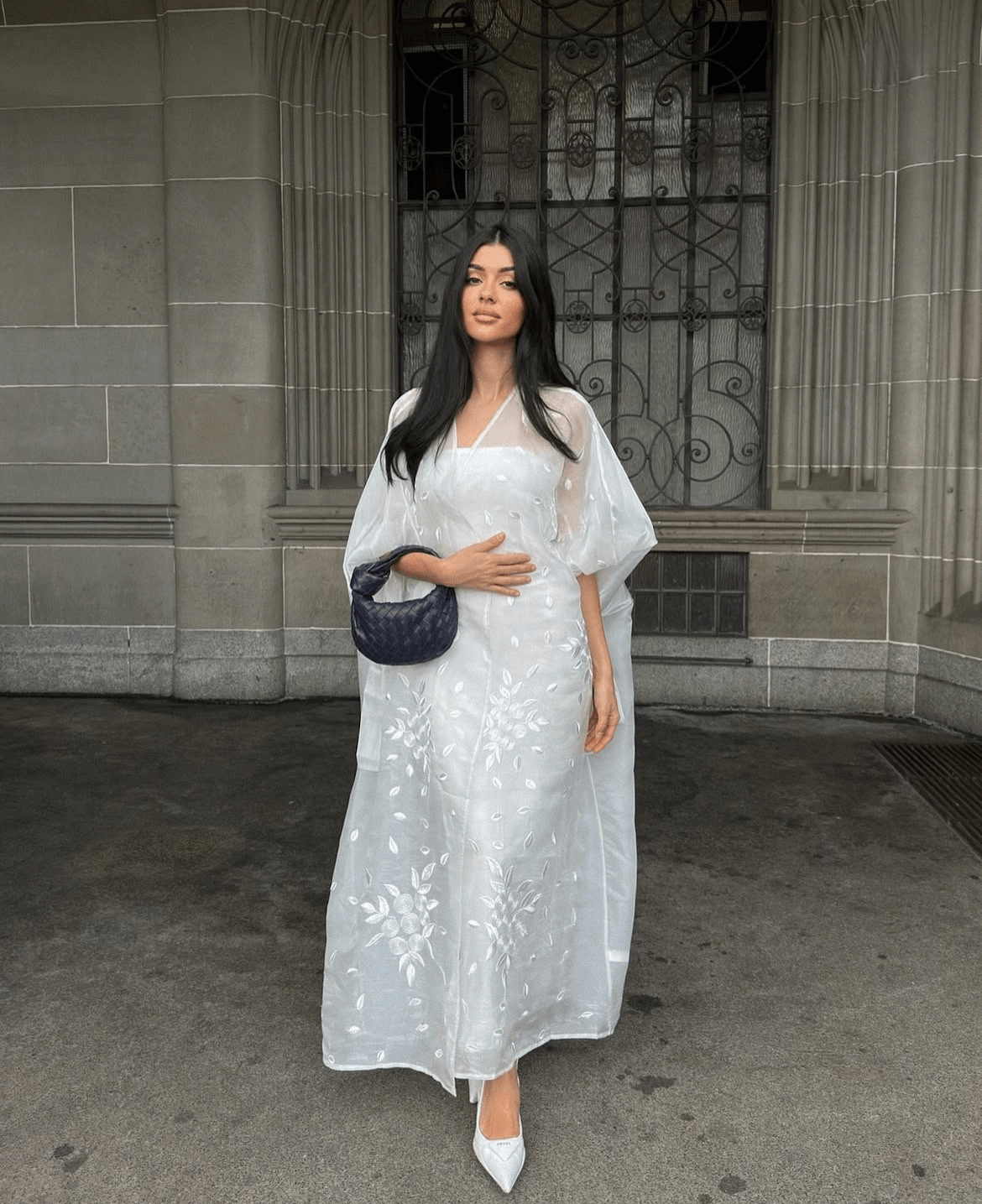 Frosted Petals - Petal Detail Sheer Organza Abaya