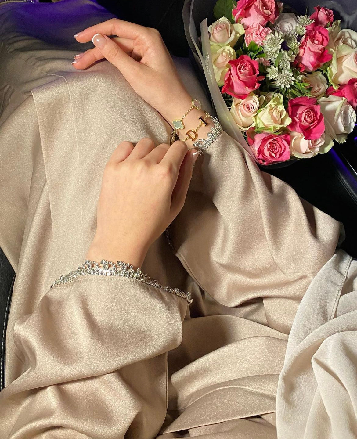 Crystal Mirage - Gem Sleeve Detail Abaya Set