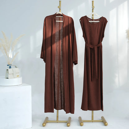 Safia Linen Wide Sleeve Abaya Set