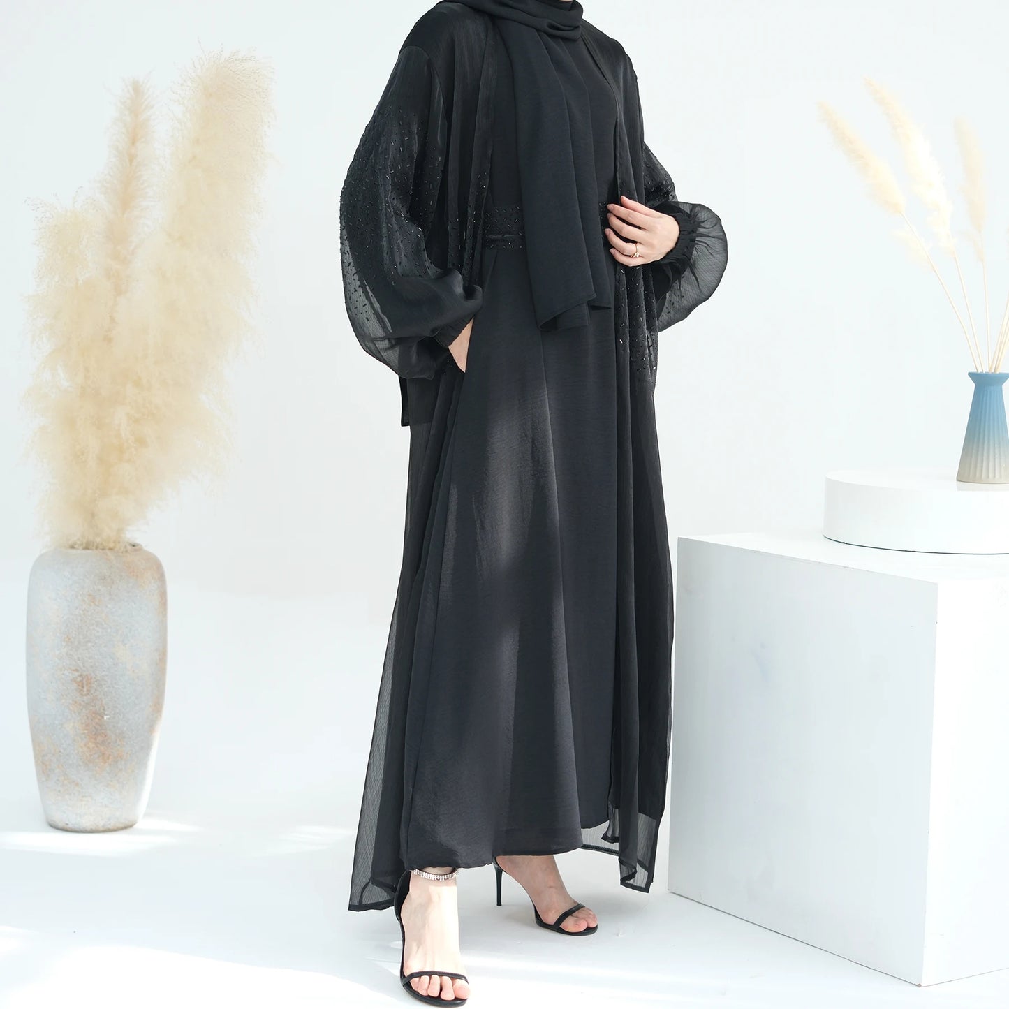 Starry Night Beaded Abaya Set