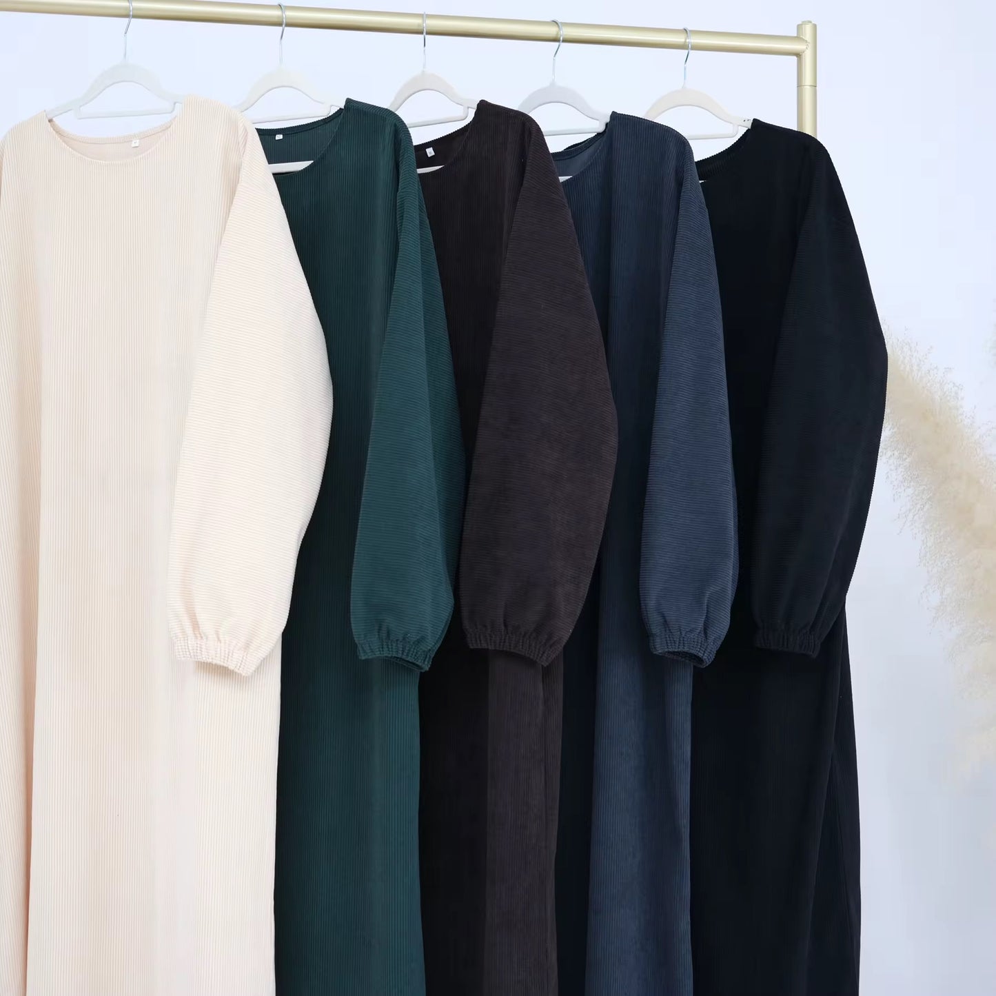 Plush - Corduroy Cuff Sleeve Abaya