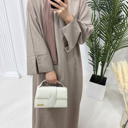 Rana Linen Slit Sleeve Abaya With Pockets