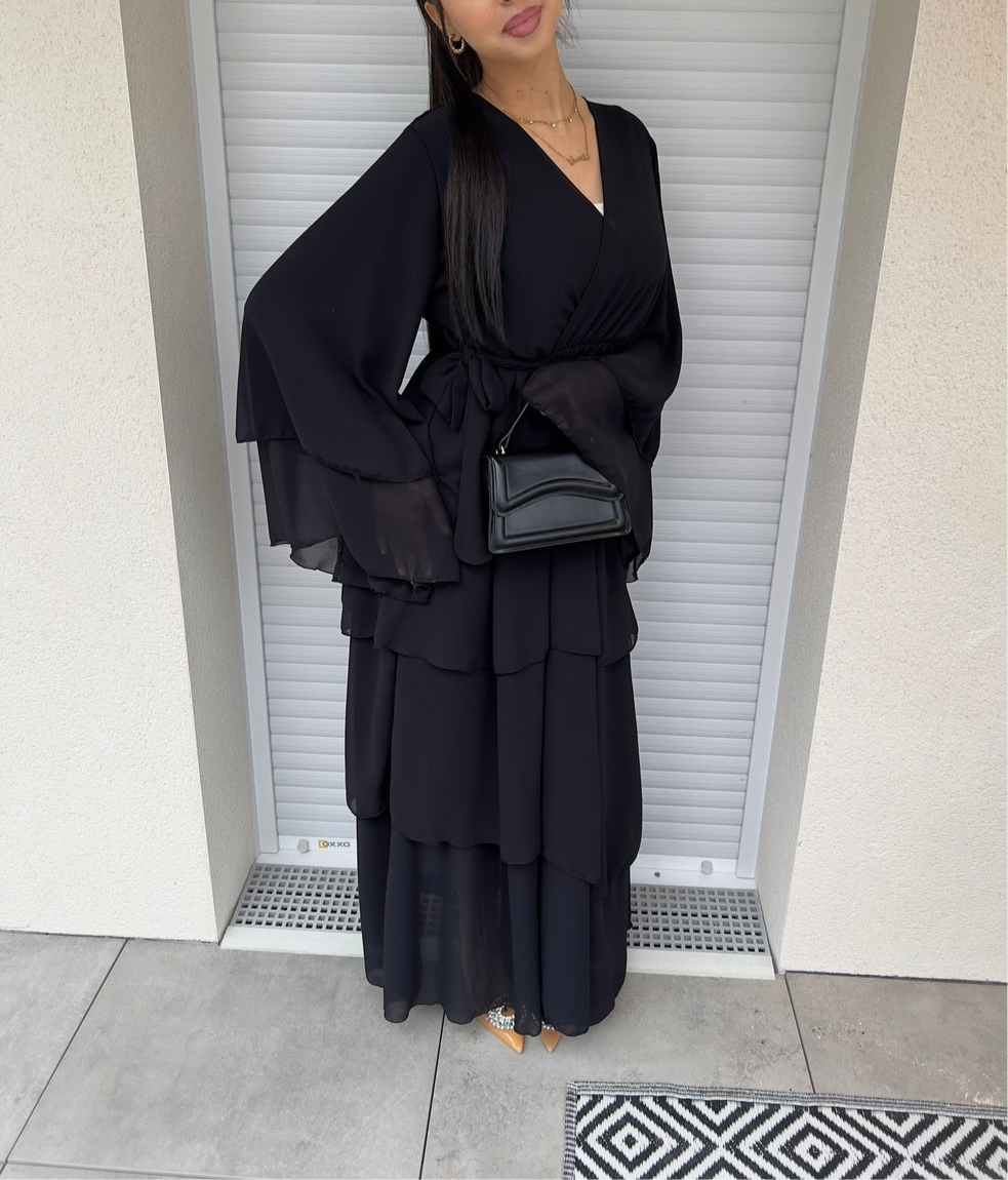 Amira Chiffon Layered Abaya