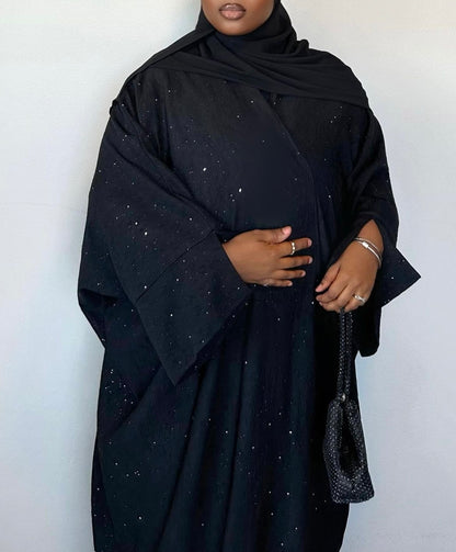 Starry Eyed - Ribbed Texture Slit Sleeve Abaya