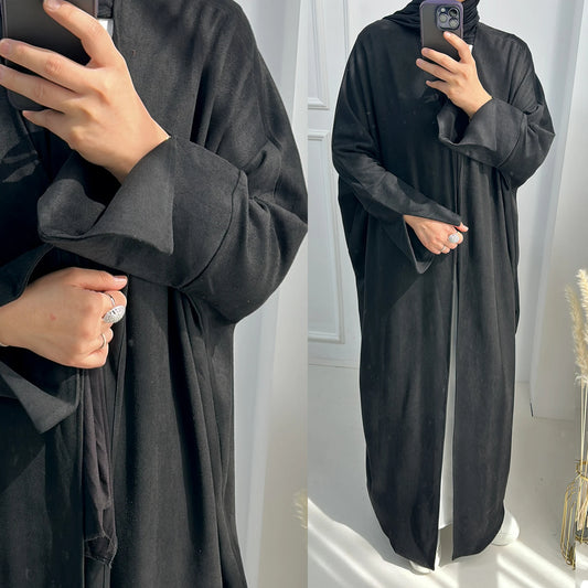 Velvet Slit Sleeve Detail Abaya