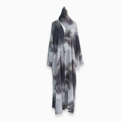 Earth Shades Marble Abaya Set