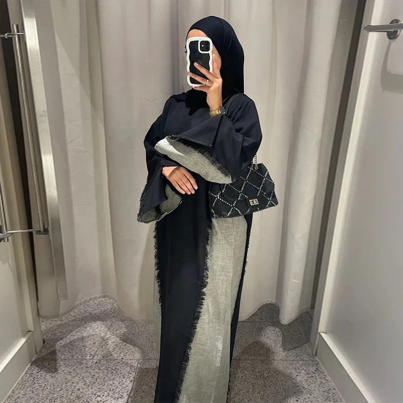 Winter is Here - Two Toned Fray Closed Abaya