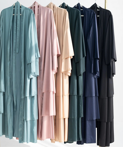 Malika Satin Ruffle Layer Abaya