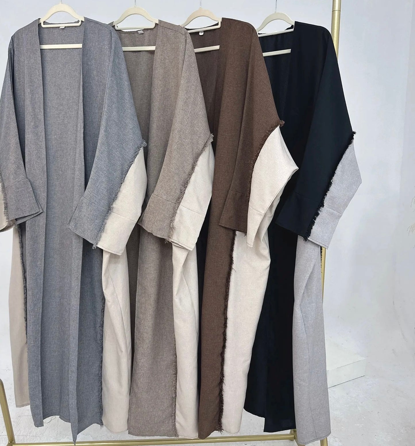 Winter is Here - Two Toned Fray Open Abaya