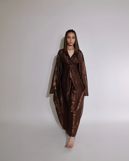 Class Act - Ethereal Shimmer Twist Waist Maxi Dress