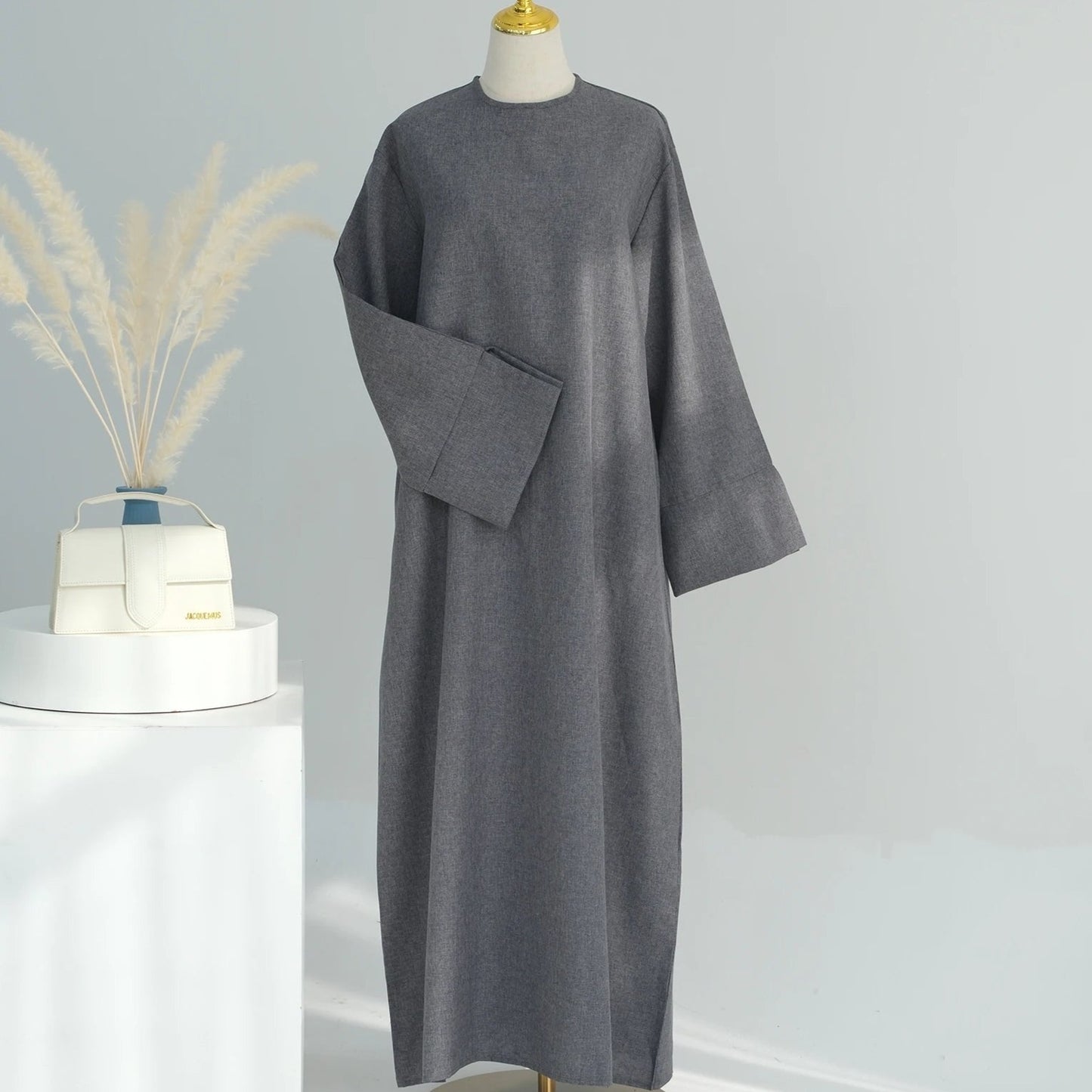 Rana Linen Slit Sleeve Abaya With Pockets