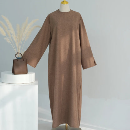 Rana Linen Slit Sleeve Abaya With Pockets