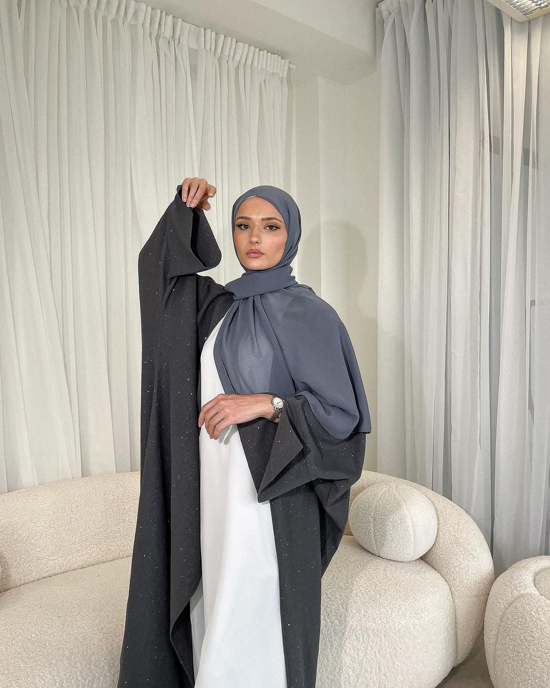 Starry Eyed - Ribbed Texture Slit Sleeve Abaya