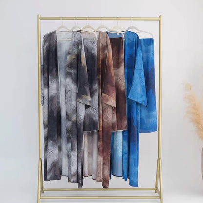 Earth Shades Marble Abaya Set
