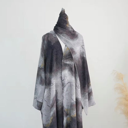Earth Shades Marble Abaya Set