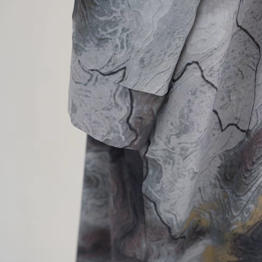 Earth Shades Marble Abaya Set