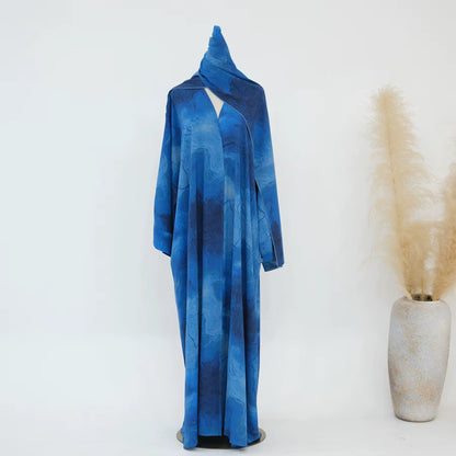 Earth Shades Marble Abaya Set