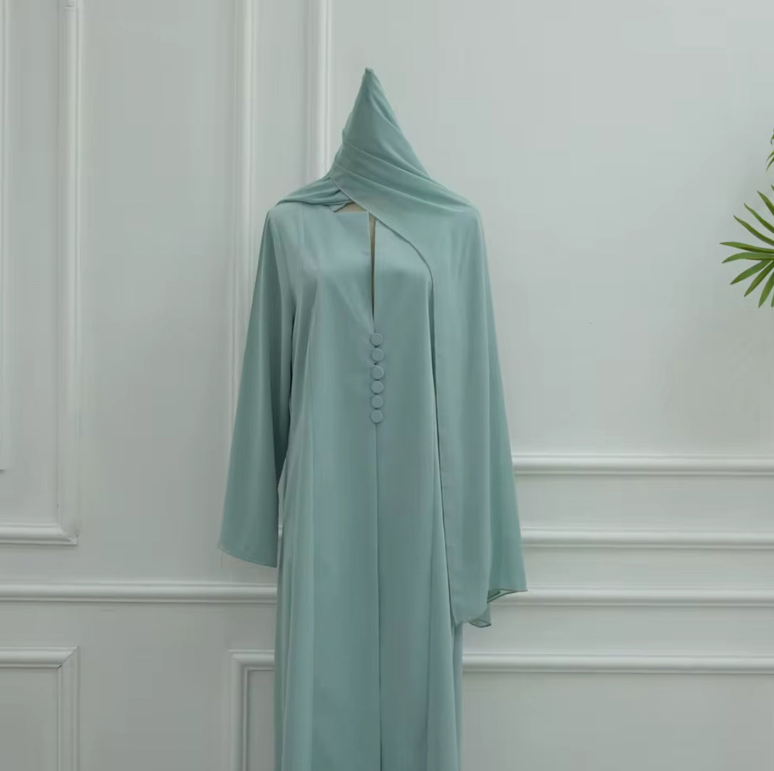Zarqah Minimal Button Abaya