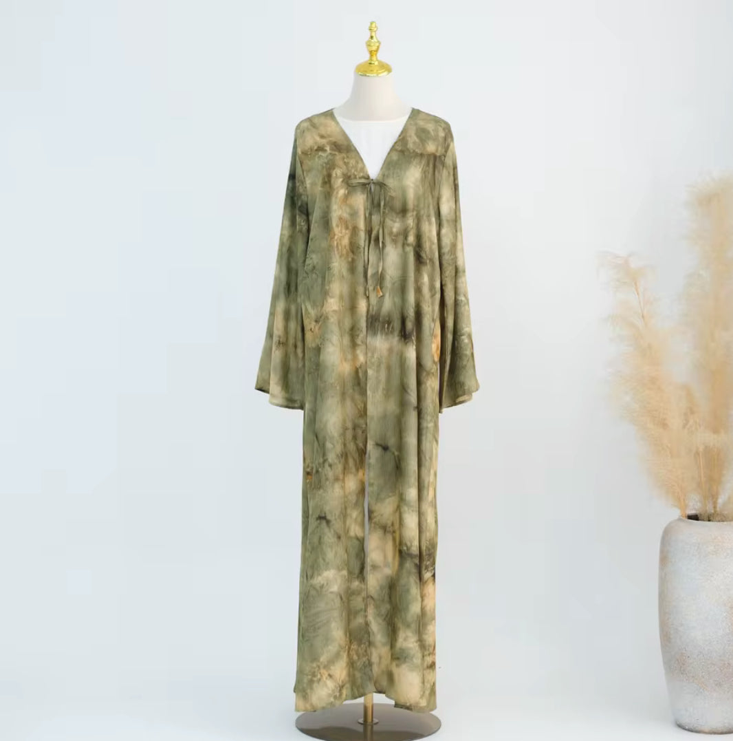 Marble Sheen - Bow Closure Abaya