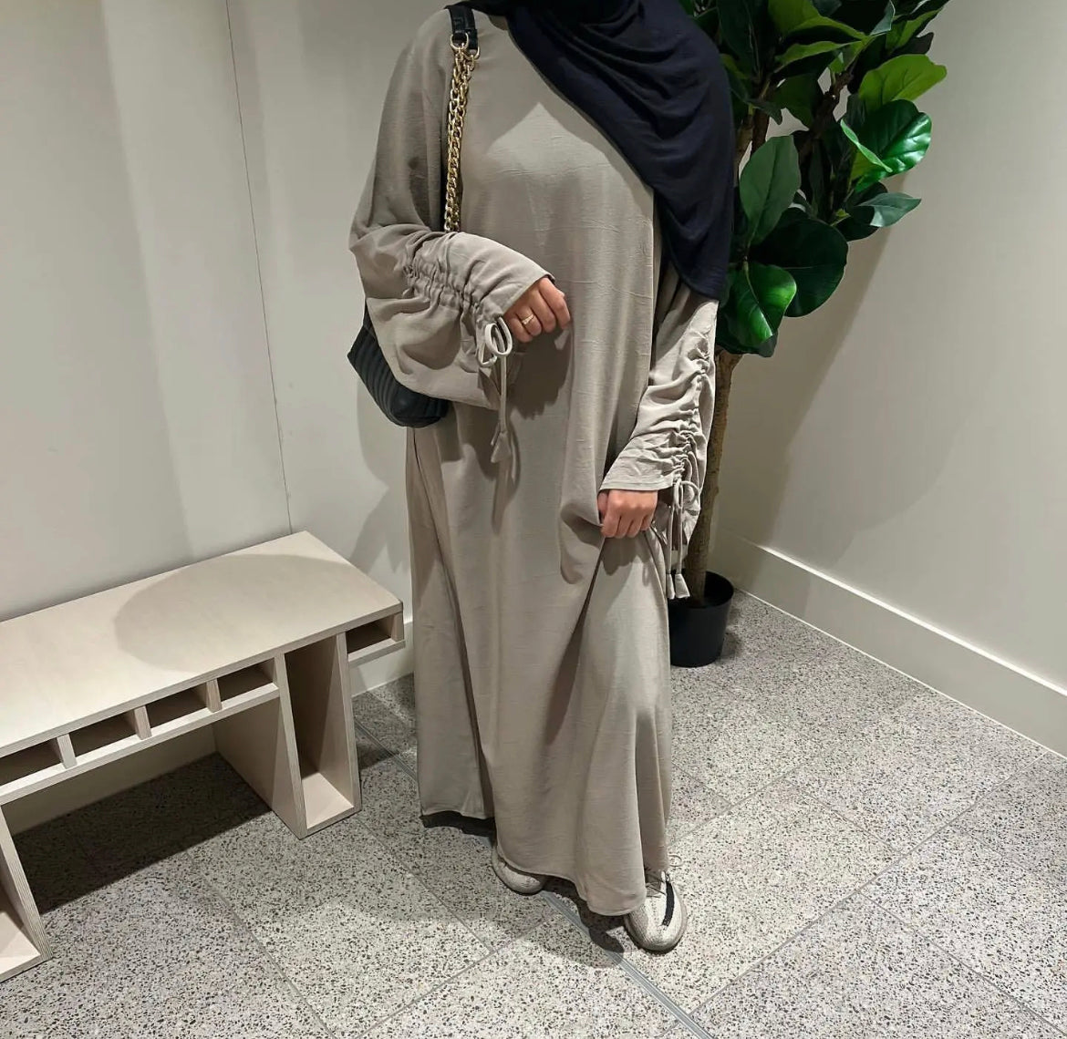 Hala Drawstring Crepe Abaya