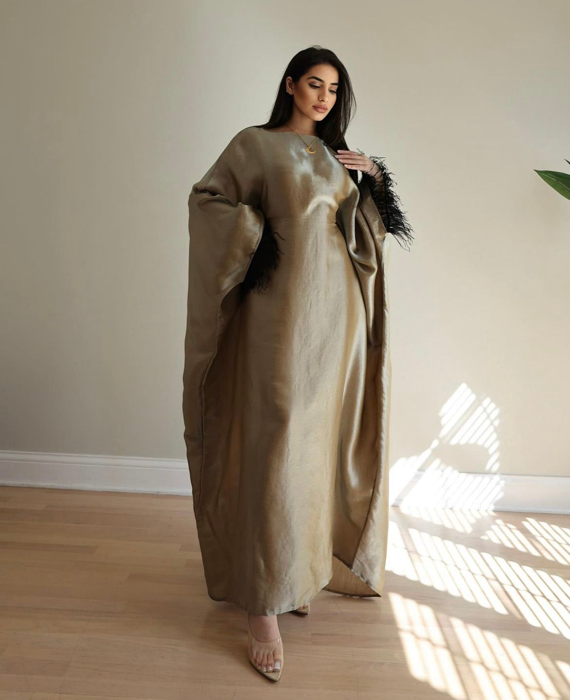 Aliyah Shimmer Feather Kaftan