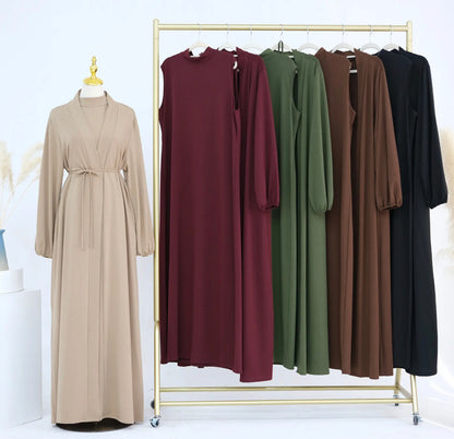 Amna High Neck Crepe Set