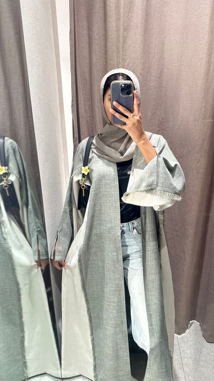 Winter is Here - Two Toned Fray Open Abaya