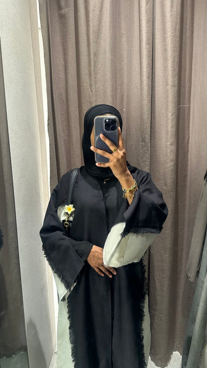 Winter is Here - Two Toned Fray Open Abaya