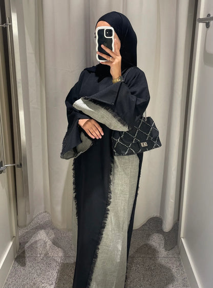 Winter is Here - Two Toned Fray Closed Abaya