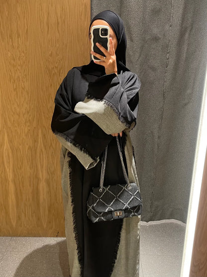 Winter is Here - Two Toned Fray Closed Abaya