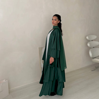 Malika Satin Ruffle Layer Abaya