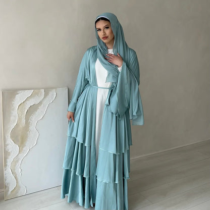 Malika Satin Ruffle Layer Abaya