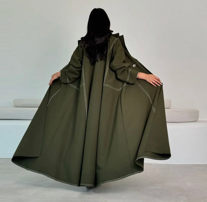 She Means Business - Green Open Coat Abaya