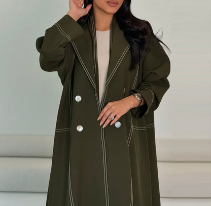 She Means Business - Green Open Coat Abaya