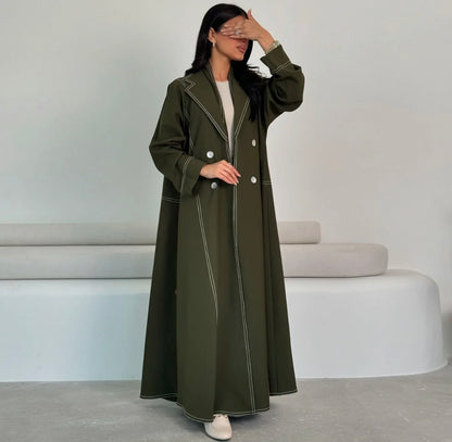 She Means Business - Green Open Coat Abaya