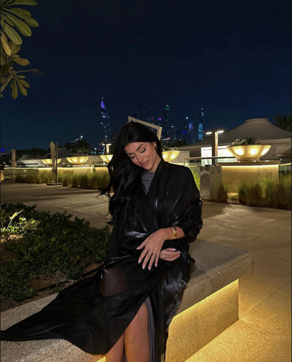 City Lights - Organza Tie Sleeve Abaya